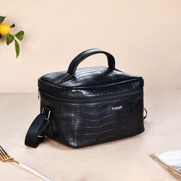 Black Croco Insulated Lunch Bag