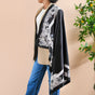 Black And White Border Pattern Floral Square Scarf