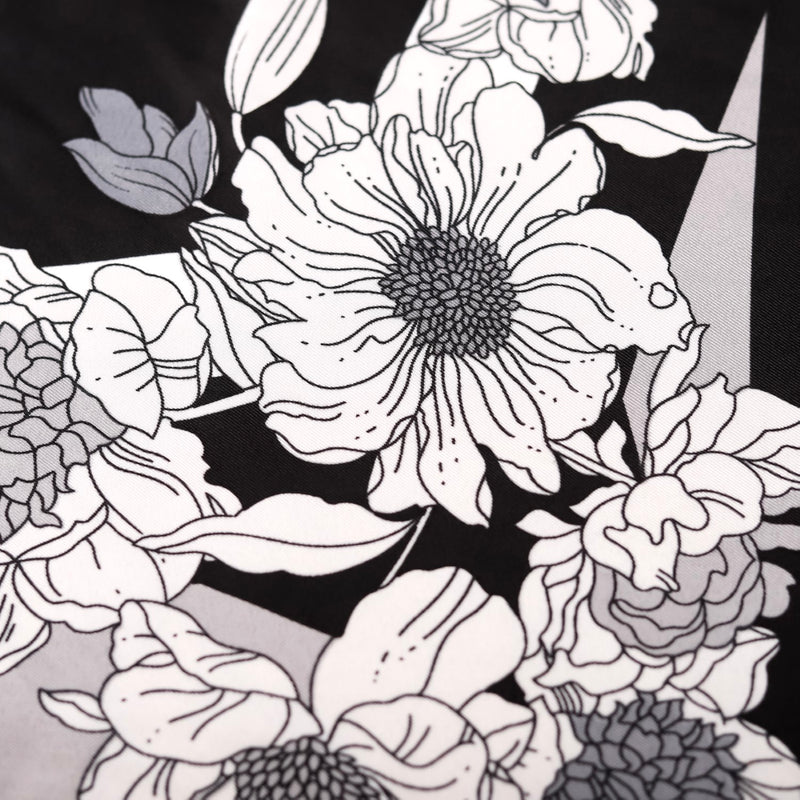 Black And White Border Pattern Floral Square Scarf
