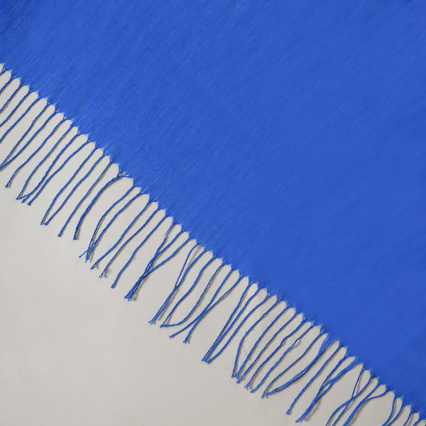 Soft Woollen Scarf With Fringes Blue