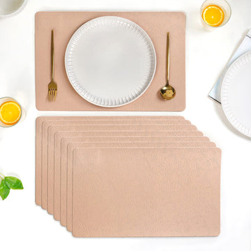 Blush Peach Embossed Table Mat Set Of 6