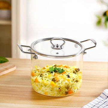 Borosilicate Pasta Cooking Pot With Metal Grip Large 4500ml