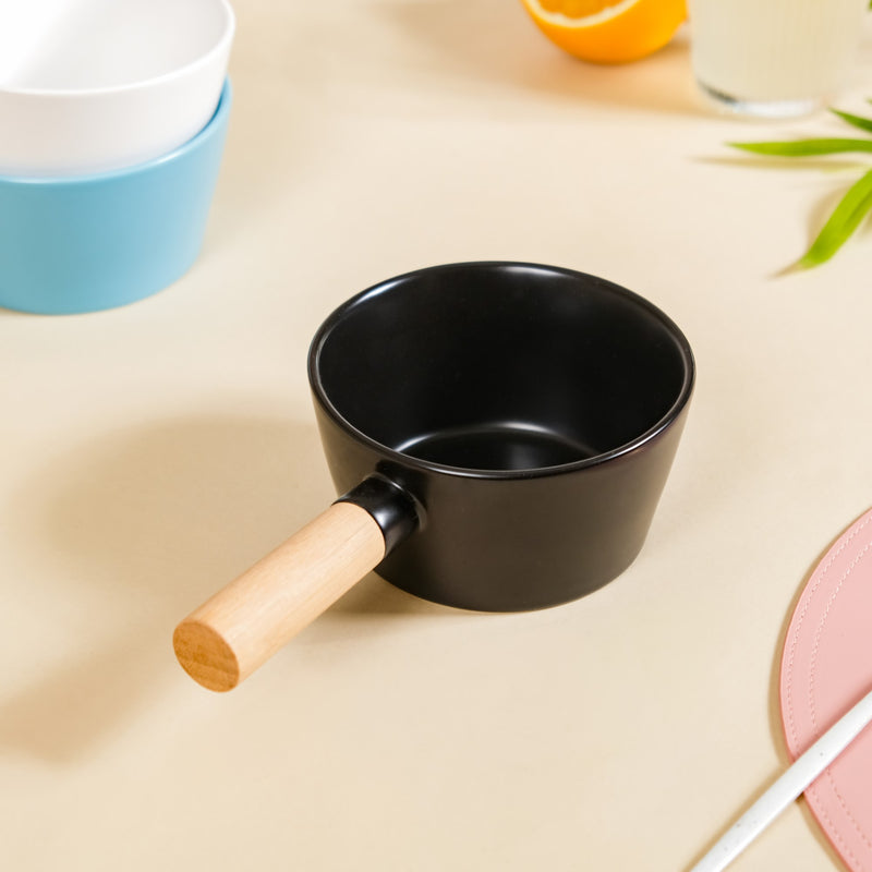 Ceramic Bowl With Handle Black 450 ml - Serving bowl, bowl with handle, ceramic bowl with handle, black bowl