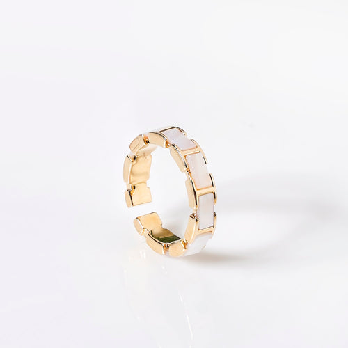 Box Chain Adjustable Gold Gemstone Ring