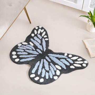 Butterfly Tufted Cotton Anti Slip Floor Mat 80x60cm