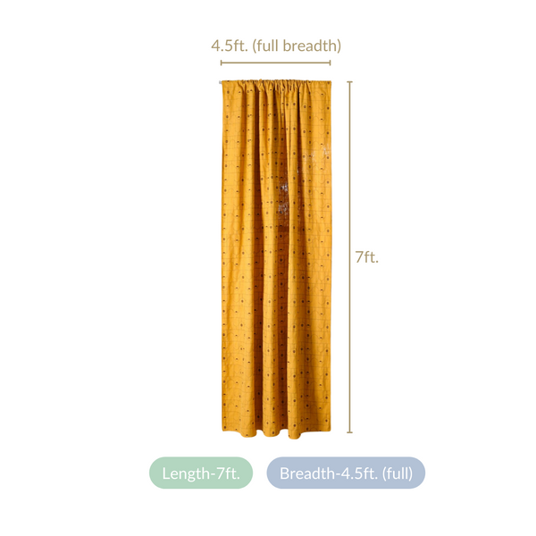 Abstract Embroidered Curtains For Living Room Set Of 2 Mustard 84x54 Inch