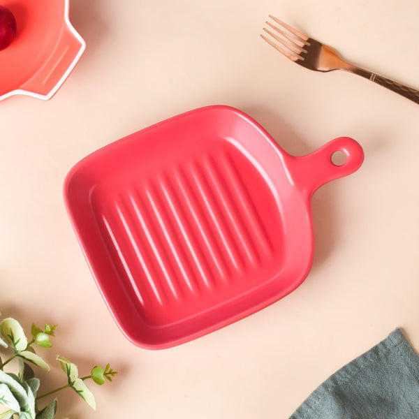 Red Ceramic Grill Plate