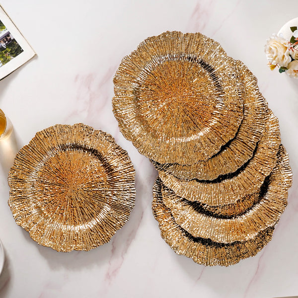Luxury Gold Reef Charger Plate Set Of 6 12 Inch