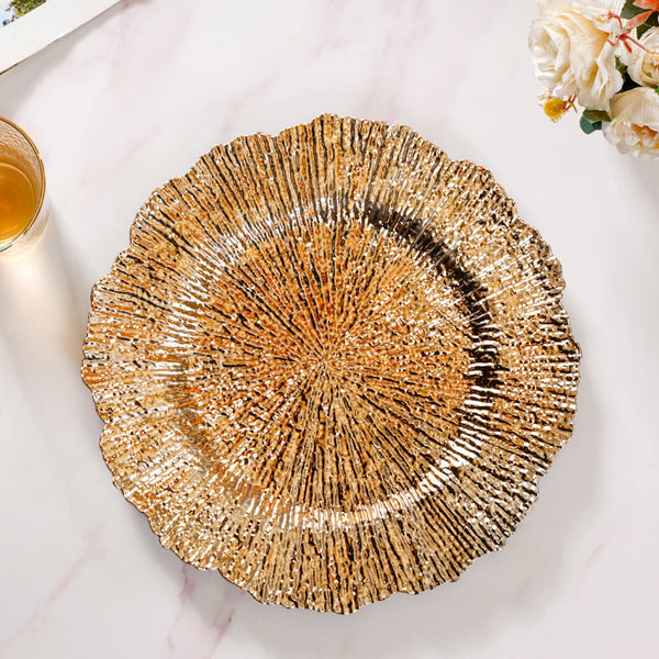 Luxury Gold Reef Charger Plate Set Of 6 12 Inch