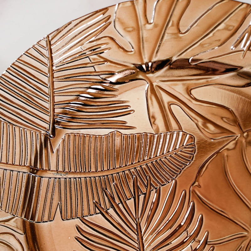 Leaf Embossed Charger Plate Set Of 6 12 Inch - Charger plates, decorative plates, plates set of 6, service plates, under plates, gold charger plates