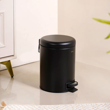 Clean Curve Metal Dustbin With Removable Bucket Black 5000ml