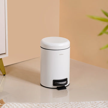 Clean Curve Pedal Operated Metal Dustbin With Bucket White 3000ml