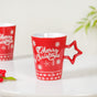 Merry Christmas Set of 4 Cups With Star Handle Red 300ml - Coffee mugs, ceramic mug set, coffee mug set, christmas mugs