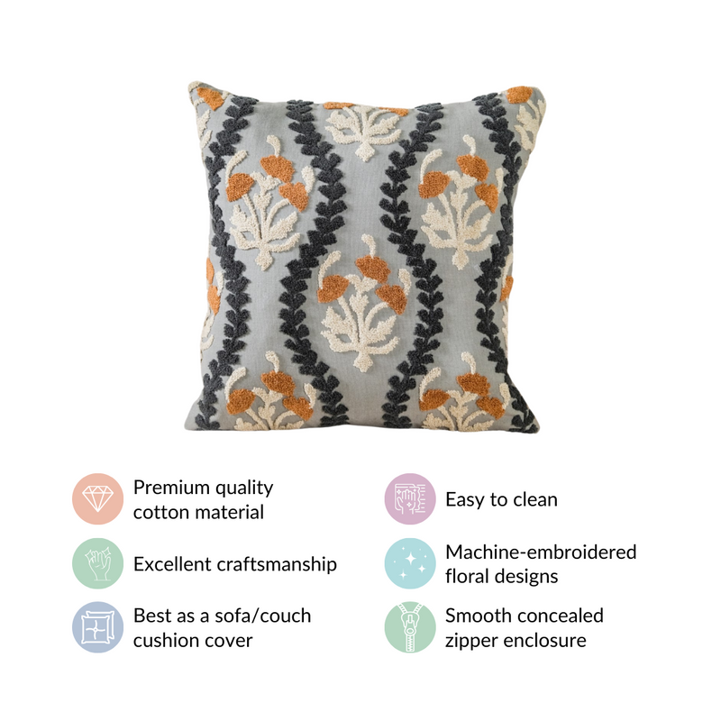 Botanical Beauty Cotton Pillow Cover 15x15 Inch