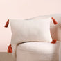 Rectangular Pink Throw Cushion Cover With Tassels 20x12 Inch