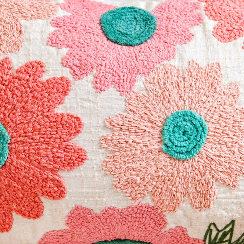 Rectangular Pink Throw Cushion Cover With Tassels 20x12 Inch