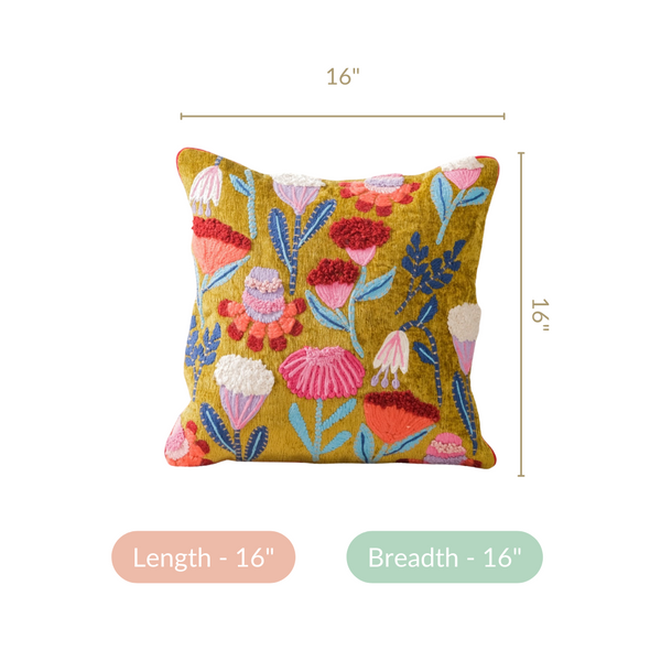 Decorative Tufted Springtime Cushion Cover 16x16 Inch