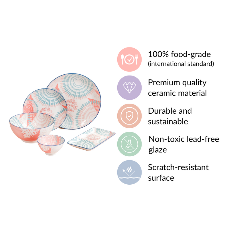 Pastel Dream 22 Piece Dinner Set For 6