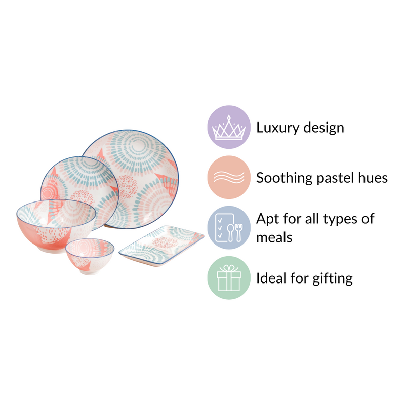 Pastel Dream 22 Piece Dinner Set For 6