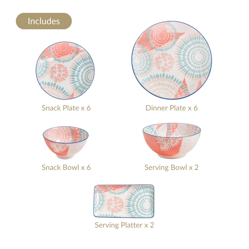Pastel Dream 22 Piece Dinner Set For 6