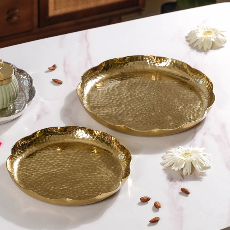 Decorative Urli Tray Gold Set Of 2