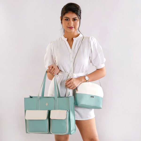 Multi-Use Vegan Leather Travel Bag Set Of 4 Turquoise