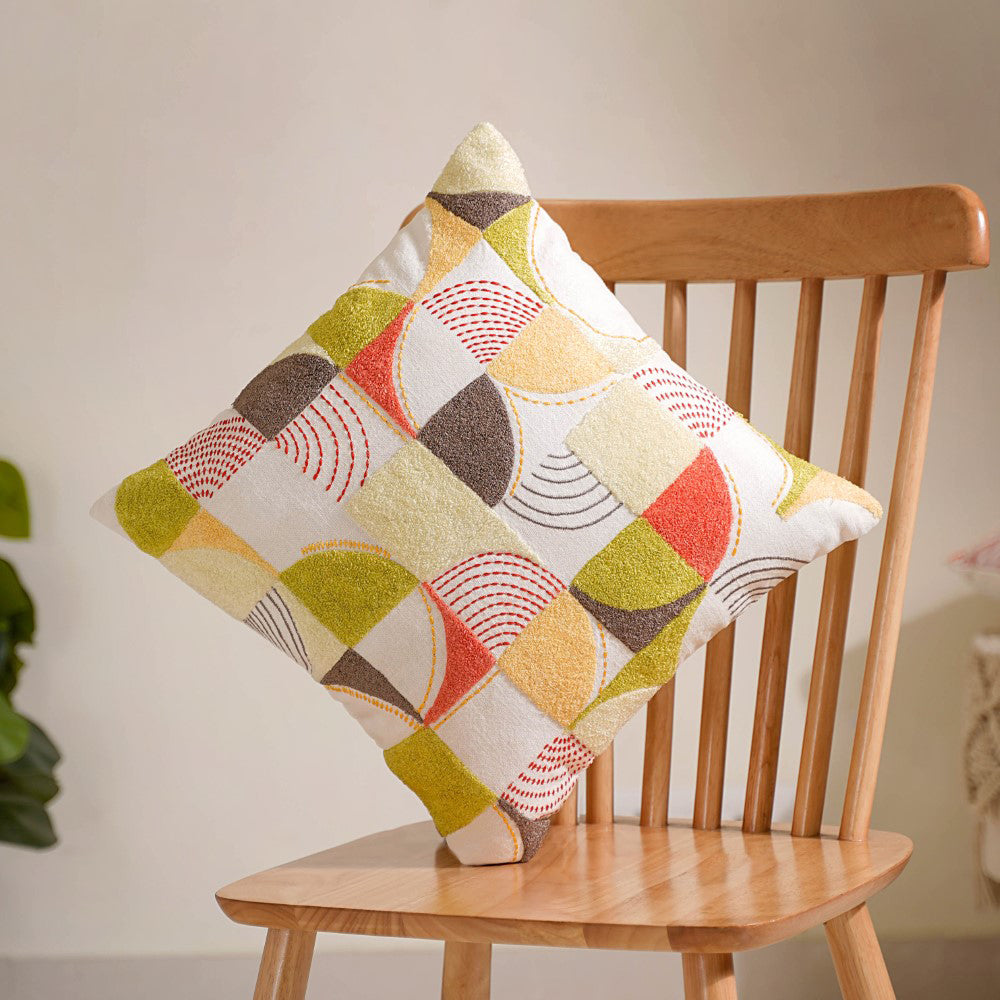 Abstract Embroidered Tufted Cushion Cover 16x16 Inch Online