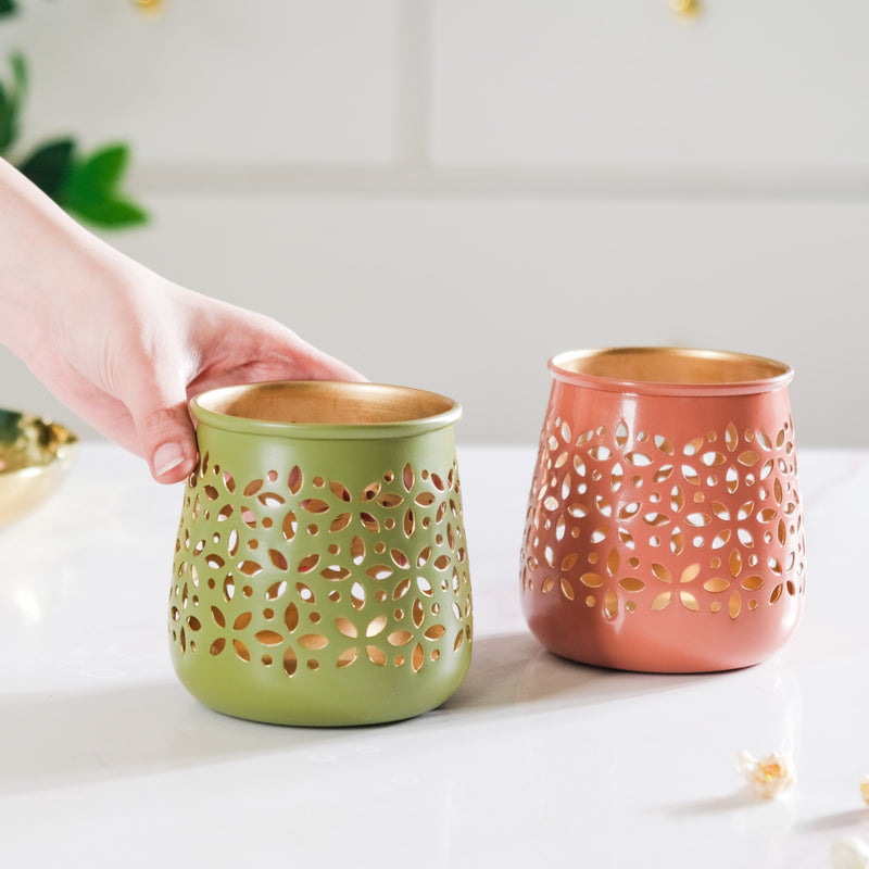 Cutwork Tealight Candle Holder Set Of 2