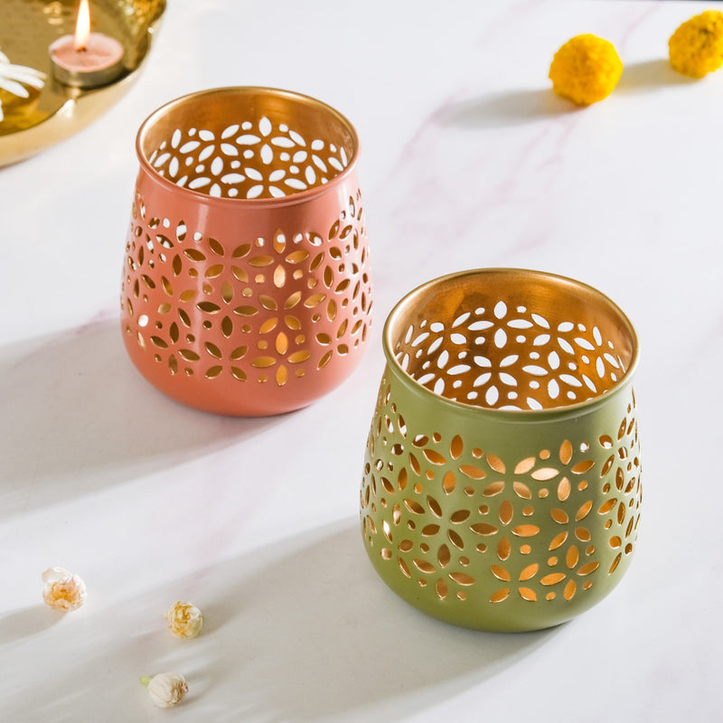 Cutwork Tealight Candle Holder Set Of 2