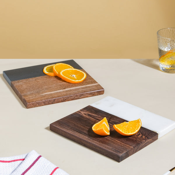 Small Marble And Wood Cheese Board