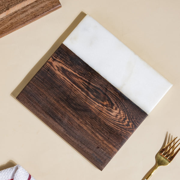 Small Marble And Wood Cheese Board
