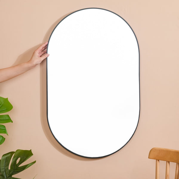 Oval Wall Mirror Black Small