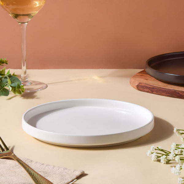 Modern Stoneware Snack Plate White