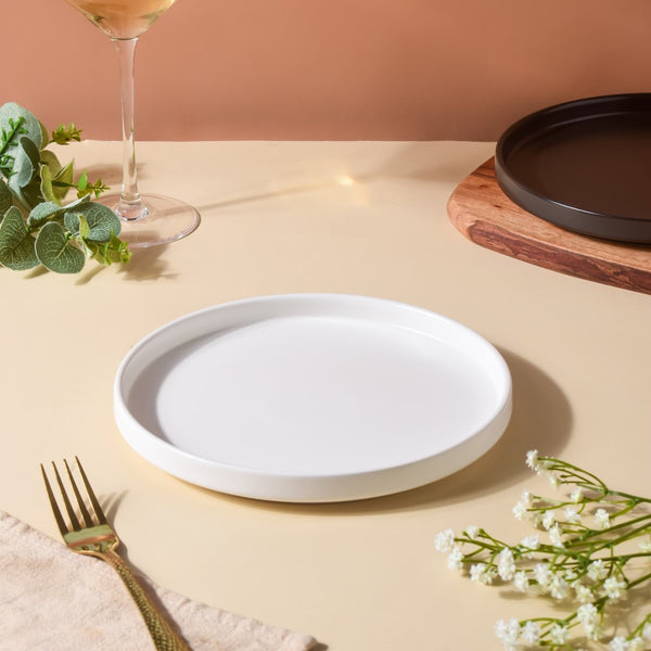 Modern Stoneware Snack Plate White