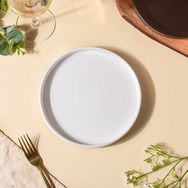 Modern Stoneware Snack Plate White