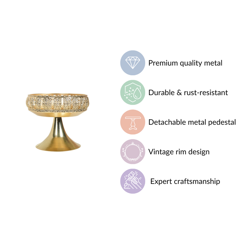 Decorative Bowl With Pedestal Gold Small- Decorative Fruit Bowl, Pedestal Fruit Bowl, Small Fruit Bowl, Elegant Pedestal Bowl