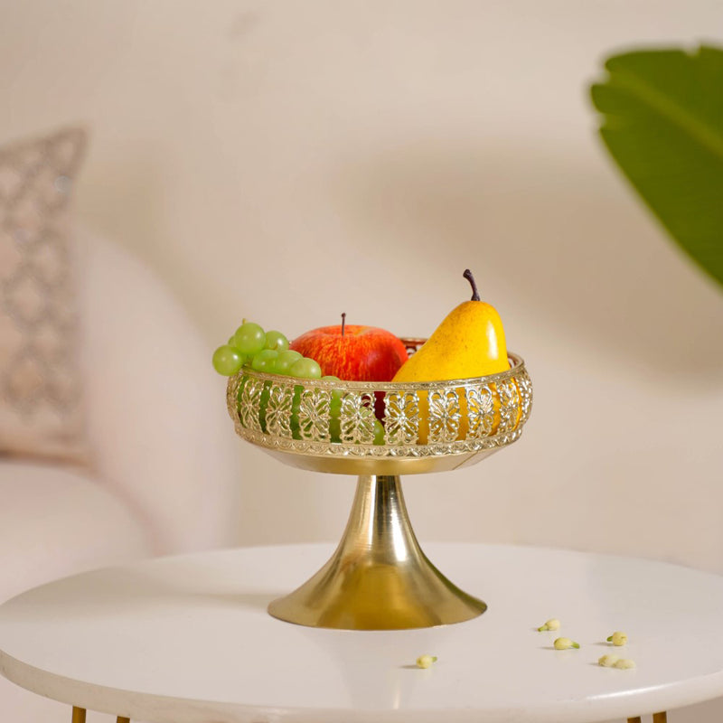 Decorative Bowl With Pedestal Gold Small- Decorative Fruit Bowl, Pedestal Fruit Bowl, Small Fruit Bowl, Elegant Pedestal Bowl