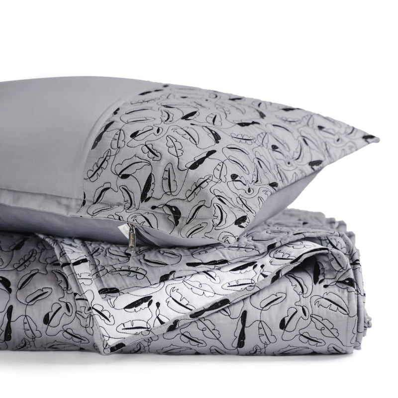 Designer King Size Bed Cover Grey