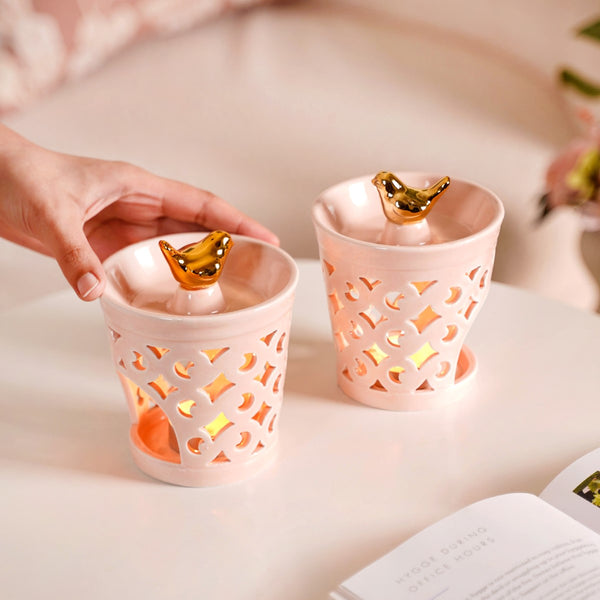 Decorative Ceramic Aroma Diffuser Set Of 2 Pink