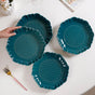 Luxe Moroccan Round Dinner Plate Dark Green Set Of 4 10 Inch - Dinner plates, ceramic dinner plates, floral dinner plates, blue plates, round plates