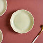 Era Embossed Small Dessert Plate Set Of 6 Light Green 4.5" - Dessert plates, small plates, ceramic dessert plates, dessert plate set, dip bowls