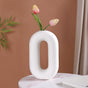 Donut Oval Ceramic Vase White- Donut Oval Vase, White Ceramic Vase, Decorative Oval Vase, White Donut Vase, Ceramic Flower Vase