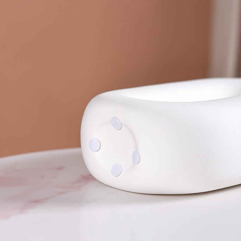 Donut Oval Ceramic Vase White- Donut Oval Vase, White Ceramic Vase, Decorative Oval Vase, White Donut Vase, Ceramic Flower Vase