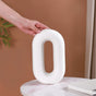 Donut Oval Ceramic Vase White- Donut Oval Vase, White Ceramic Vase, Decorative Oval Vase, White Donut Vase, Ceramic Flower Vase