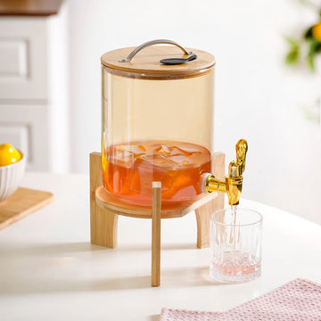 Drink Barrel Dispenser With Stainless Steel Tap Amber 3600ml