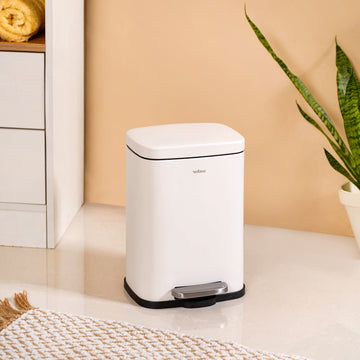 Dustro Metal Pedal Dustbin White 5000ml