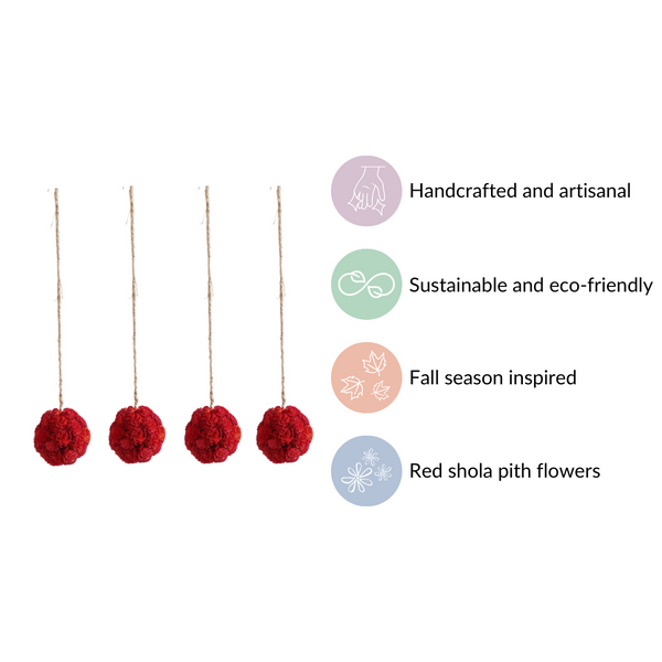 Eco-friendly Wall Hanging For Home Set of 4 Red