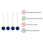 Blue Flower Ball Wall Hanging Set Of 4