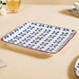 Set Of 4 Square Dinner Plates Blue Flower Design 9 Inch - Dinner plates, ceramic plates, ceramic dinner plates, square plates, dinner plate set