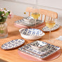 Set Of 4 Square Dinner Plates Blue Flower Design 9 Inch - Dinner plates, ceramic plates, ceramic dinner plates, square plates, dinner plate set